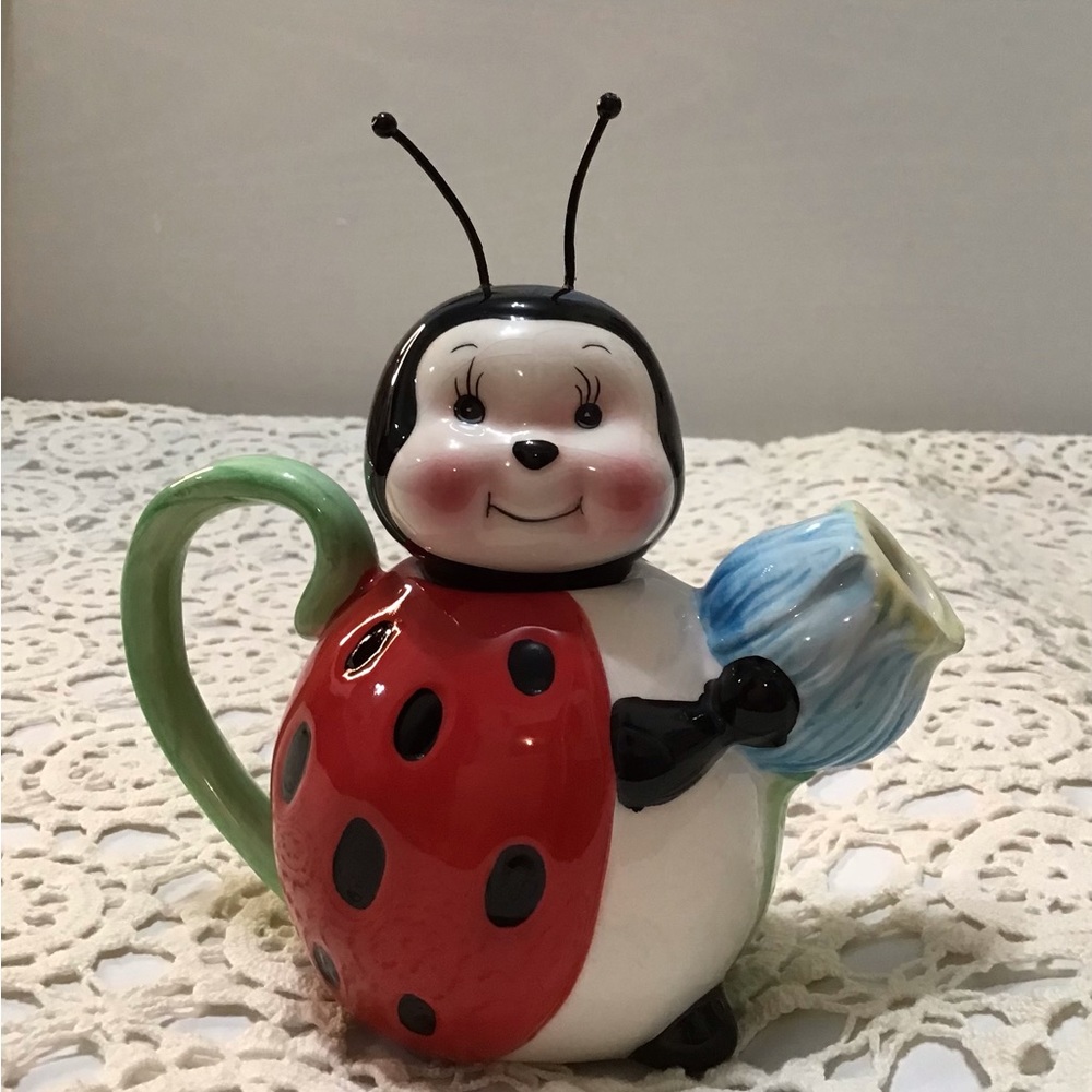 Ladybug miniature teapot creamer